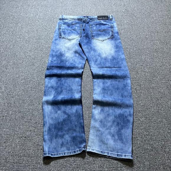 Black Other - CJ Black Relaxed Straight Jeans 30x32 Blue Acid Wash Distressed Streetwear